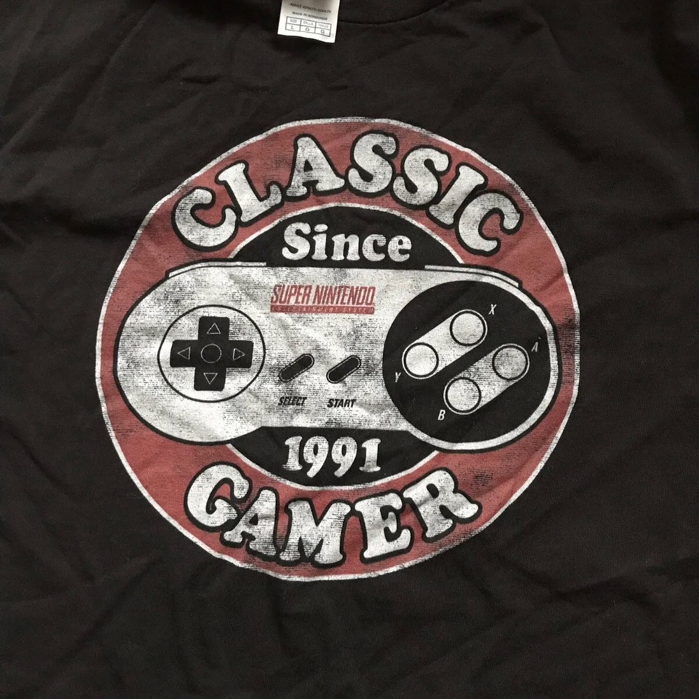 Nintendo SNES Super Nintendo T Shirt Classic Gamer 1991